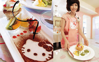 KATTEMAT: P� Hello Kitty Caf� er maten like s�t som interi�ret. FOTO: Brian W.