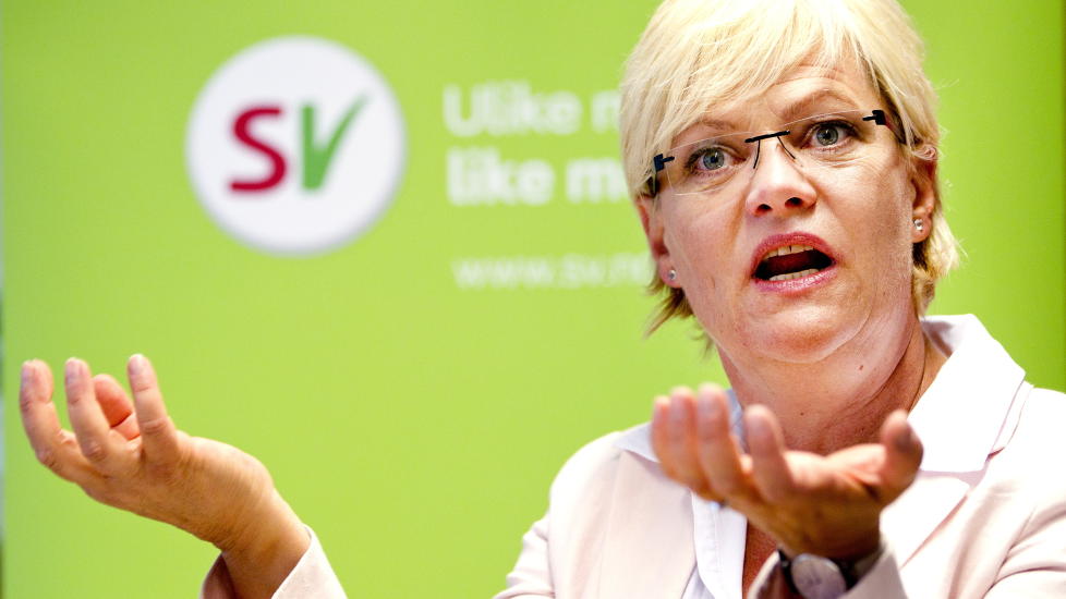NESODDEN  20110824.
SV-leder Kristin Halvorsen presenterte onsdag SVs skolesatsing i kommunevalget p� Nesodden. 
Foto: Gorm Kallestad / Scanpix