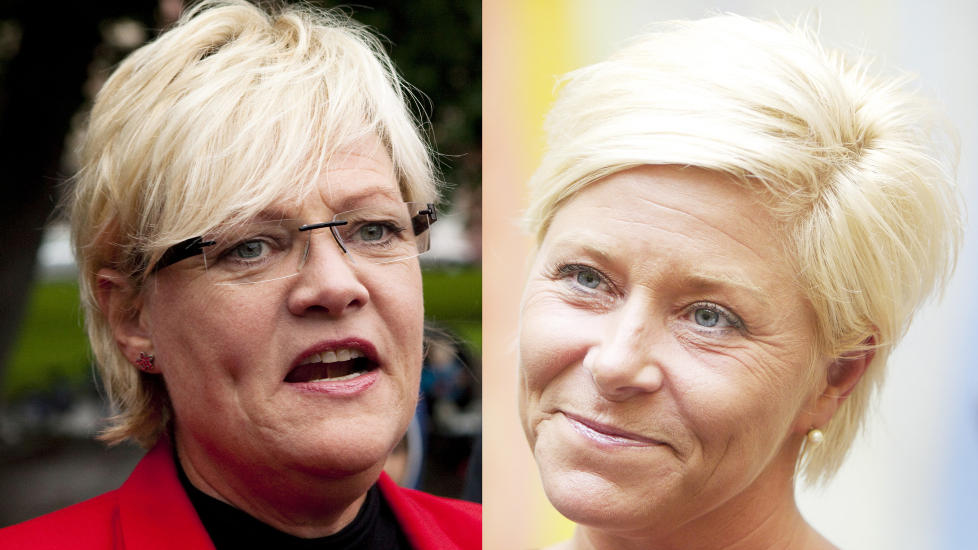 Tapere: Kristin Halvorsen (SV) og Siv Jensen (Frp) ligger an til � bli de store taperne i skolevalgene som avvikles i dag og i morgen.  I f�lge Bj�rn Henrichsen i Norsk samfunnsvitenskapelig datatjeneste vil skolevelgerne i st�rre grad stemme likt som resten av befolkningen.    Foto: Uffe Frandsen og Eirik Urke