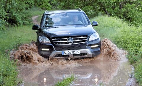 P� DYPT VANN: Med luftfj�ring har Mercedes ML en vadedypde p� 60 cm. Foto: Mercedes