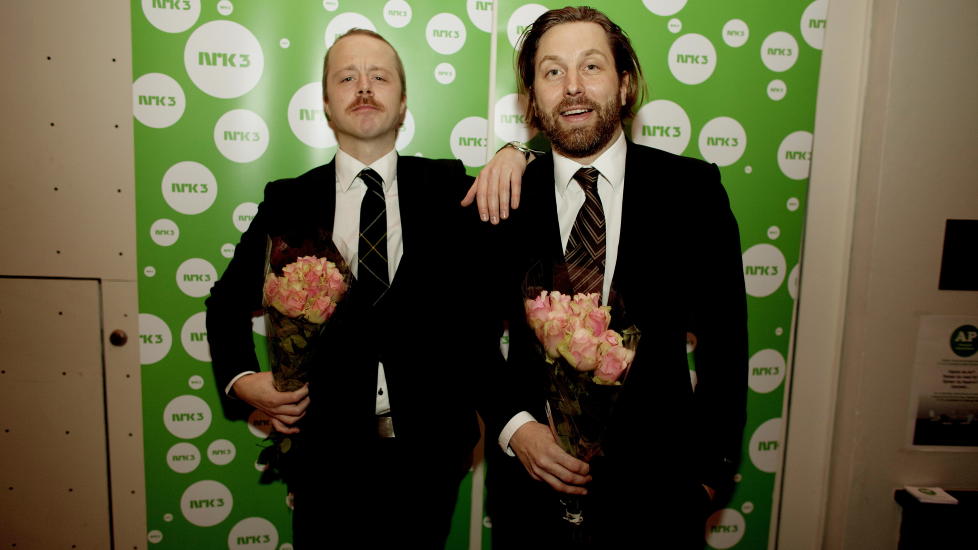SPESIELL DAG: Erlend Klarholm Nilsen (tv) og Stein Johan Steinjo Grieg Halvorsen. Her fra fjor�rets premiere p� humorserien P�pp & R�kk som gikk p� NRK. Foto: Stian Lysberg Solum/SCANPIX