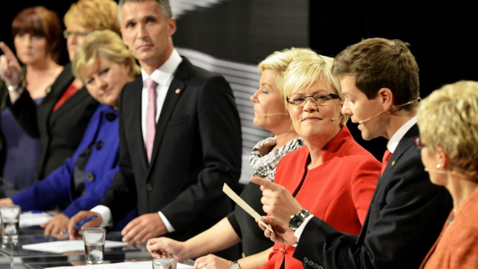  Siste sjanse:  Partilederne fikk i kveld en siste sjanse til � overbevise velgerne. Her fra debatten i g�r. Foto: Oistein Norum Monsen/DAGBLADET.