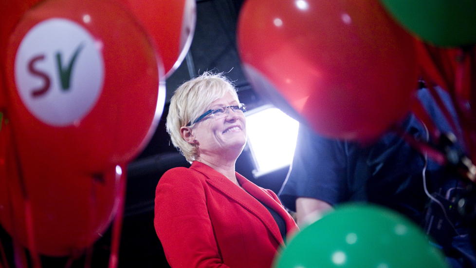 TAKKER FOR SEG: Kristin Halvorsen annonserte at hun g�r av som leder for partiet neste �r p� SVs valgvake p� Rockefeller under kommune- og fylkestingvalget 2011. Foto: Benjamin A. Ward / Dagbladet
