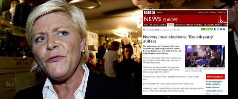 Siv Jensen raser etter at BBC kalte Frp for «Breivik-partiet»