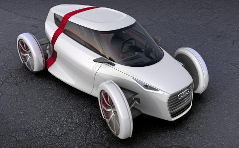 FREMTIDENS BYBIL: Denne elektriske toseteren er det Audi ser for seg som fremtidens bytransport. FOTO: Audi