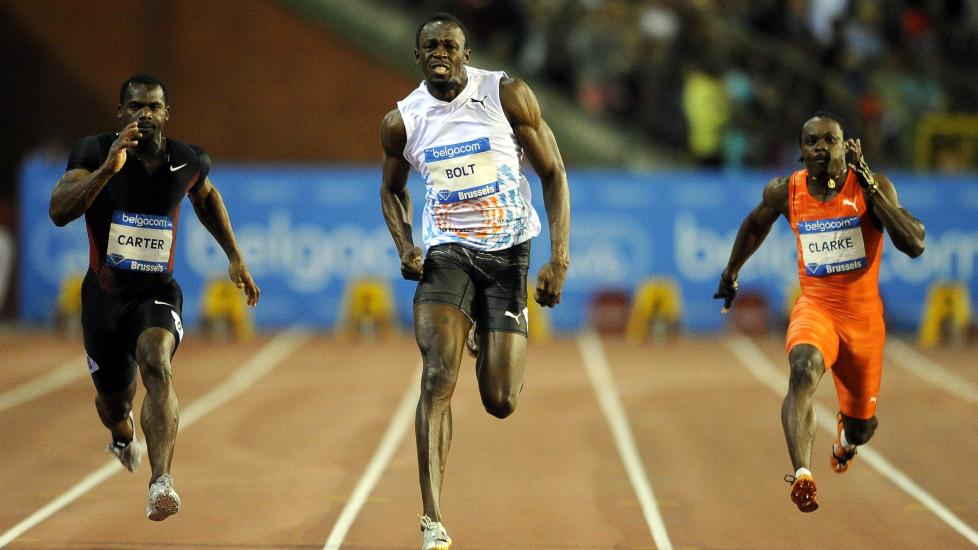 FORTSATT I FORM: Usain Bolt leverte som bestilt i Belgia i kveld, og l�p som varslet �rets raskeste 100-meter.Foto: SCANPIXEPA/ERIC LALMAND