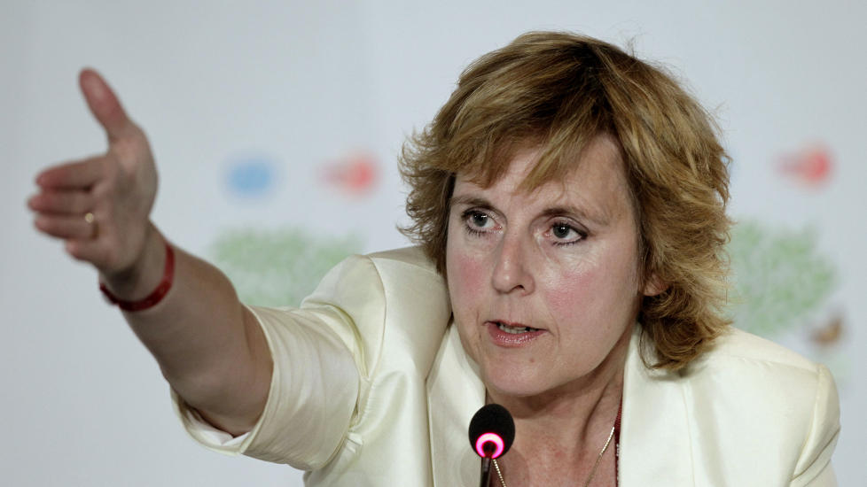 IRRITERT: Connie Hedegaard kritiserer USAs klimapolitikk - eller mangel p� klimapolitikk. Foto: REUTERS/Henry Romero/Scanpix