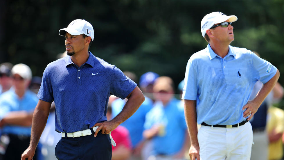 VIL SPILLE MED TIGER: Tiger Woods og Davis Love sammen i Atlanta i august.Foto: SCANPIX/Stuart Franklin/Getty Images/AFP
