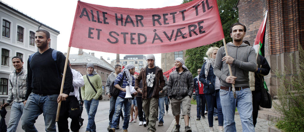 FINNES IKKE: I juli demonstrerte papirl�se palestinere i Oslo. Foto: Linn Cathrin Olsen/Scanpix