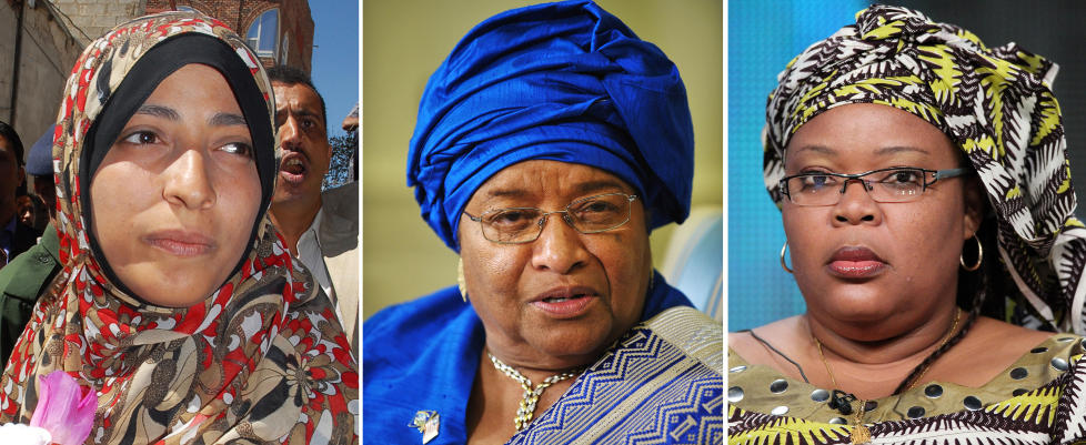 PRISVINNERNE:  Tawakkul Karman, Ellen Johnson-Sirleaf, og Leymah Gbowee. Foto: Scanpix