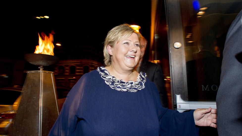 GOD STEMNING: Erna Solberg og H�yre gj�r det bra i en ny m�ling. Foto: Bj�rn Langsem / Dagbladet.