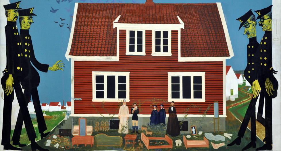 UTKASTELSEN: Bendik Riis malte sitt eget liv. �Utkastelsen� fra 1955 skildrer familien som m� forlate sitt hjem. Foto: Finn Jacobsen