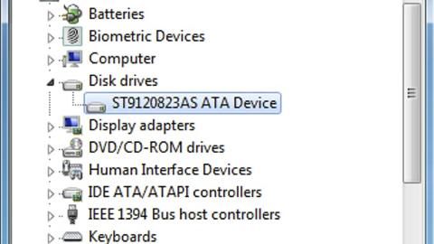 ENHETSBEHANDLING: Windows kan fortelle deg hvilket modellnummer harddisken din har. Modellnumre som starter med ST, er Seagate-disker. HjemmePC