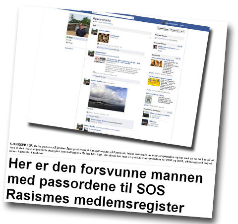 Fredag avsl�rte Dagbladet at den forsvunne SOS Rasisme-ansatte faktisk fulgte saken via Facebook. Faksimile: Dagbladet