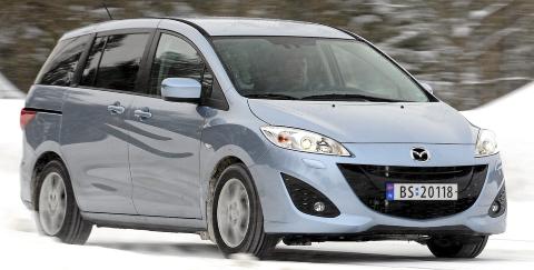 NUMMER 8: Mazda 5 har alle egenskaper som gj�r en familiebil praktisk i bruk, men mangler litt p� sjarmfaktoren. Foto: EGIL NORDLIEN/HM FOTO