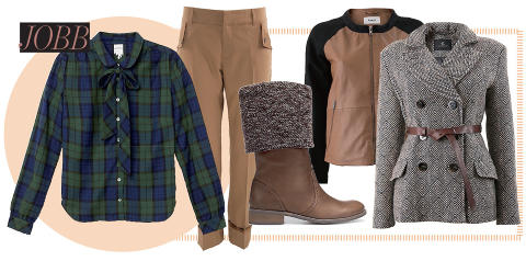 P� JOBB: Bluse med sl�yfe fra Monki, kr 300,- Ankellang dressbukse fra Bruuns Bazaar, kr 1499,- St�vel med deilig f�r fra Zara, kr 959,- Baseballjakke fra Bzr, kr 2299,- Dressjakke med skinnbelte fra Bruuns Bazaar, kr 2599,- Foto: Produsentene