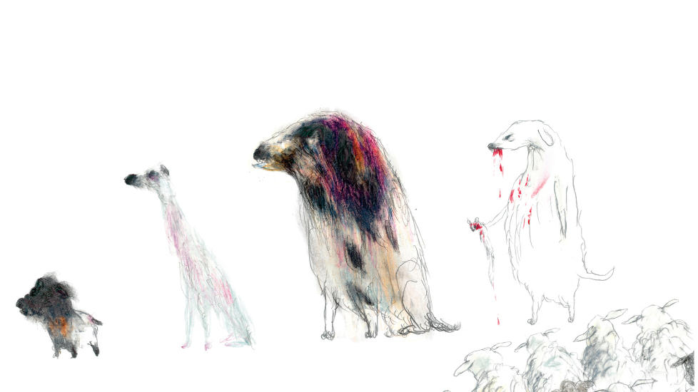 DYNAMISK SAMSPILL: Tekst og tegning er i fruktbar dialog i barneboka �Lammet som ikke ville bli l�r�. Illustrasjon fra boka