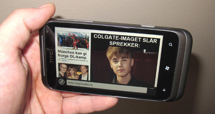 GOD TIL SURFING: Nettleseren Internet Explorer gj�r HTC Radar til en god surfemobil. Foto: Marius Valle/Mobili.no