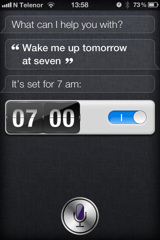 VEKK MEG: Siri skrur p� telefonens vekkerklokke for deg.