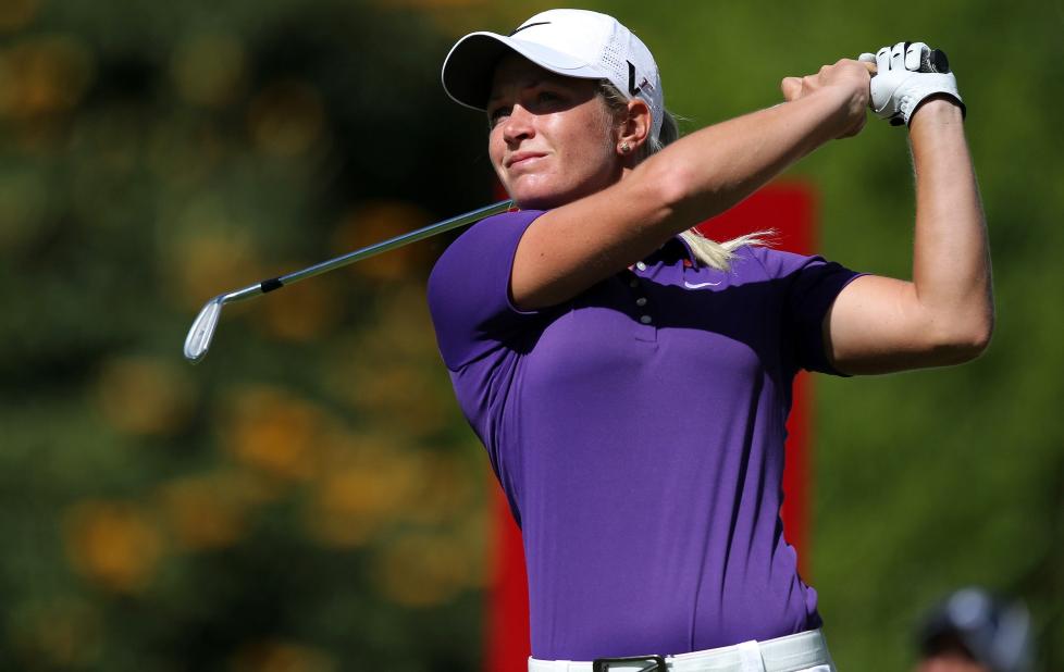 UJEVN: Suzann Pettersen �pnet med tre birdies og fire bogeys i Orlando, og er dermed nummer 38 etter f�rste dag - sju slag bak ledende Choi Na-yeon.Foto: SCANPIX/EPA/Ulises Ruiz Basurto