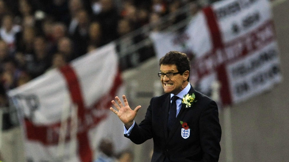 FORN�YD: Englands landslagssjef trekker fram ungguttene han ga sjansen mot Spania, n�r han oppsummerer seieren p� hjemmebane.Foto: SCANPIX/REUTERS/Nigel Roddis