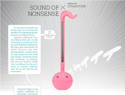 INTERAKTIVT: I en artikkel om instrumenter, leketøy og kunst kan man spille på et av instrumentene som omtales. INTERAKTIVT: I en artikkel om instrumenter, leketøy og kunst kan man spille på et av instrumentene som omtales.