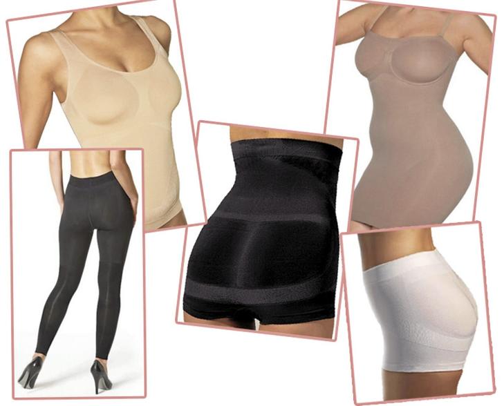 HOLD-IN UNDERT�Y: Fra venstre: Hold-in og shaping-tights fra Sha ToBu, kr 399. Hold-in singlet fra Cette strammer inn rundt mage og rygg, kr 429. Hold-in shorts med h�yt liv l�fter rumpe og holder inn magen. Fra Trinny & Susannah by Cette, kr 459. Hold-in underkjole som strammer inn rundt midje, hofter og l�r. Fra Miss Perfect, kr 599.Hold-in shorts med korte bein og lavere liv, l�fter og former rumpa. Fra Trinny & Susannah by Cette, kr 249. Foto: Buyhelse.no og produsentene