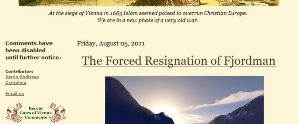 - �Fjordman� er en av de viktigste ideologene i den anti-islamistiske bevegelsen