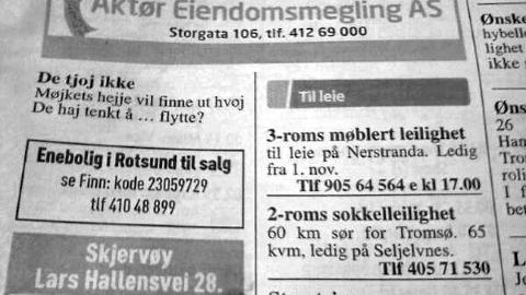 EIENDOM: Faksimile fra Nordlys.