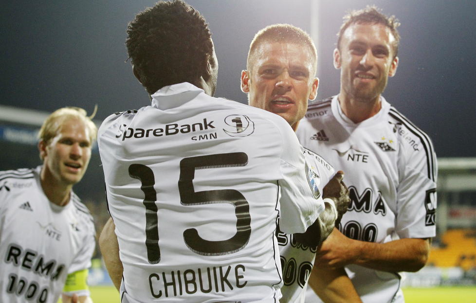 VANT KOMFORTABELT: Rosenborg tapte 0-1 mot 2. divisjonslaget By�sen i �rets f�rste seriekamp, men i kveld ble det 4-1-seier mot Adeccoligalaget Ranheim.  John Chibuike og Rade Prica (til h�yre) scoret hvert sitt m�l. Foto: H�kon Mosvold Larsen / Scanpix