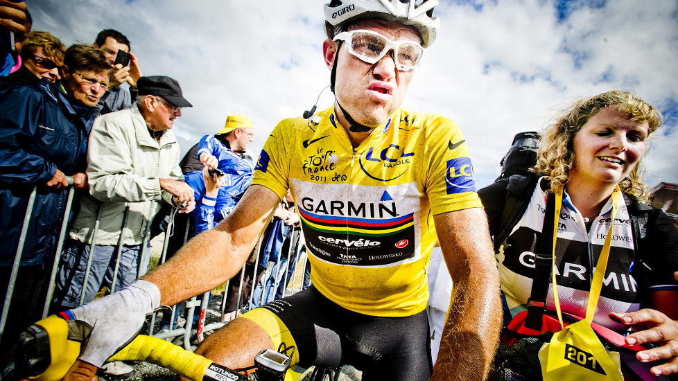 GULT VAR KULT: Thor Hushovd hadde den gule ledertr�ya i en hel uke i �rets Tour de France, og i tillegg vant han to enkeltetapper. N� nominerer vi ham til Folkets idrettspris. Foto: Thomas Rasmus Skaug