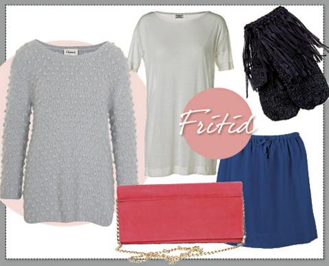 P� FRITIDEN: Genser fra Ganni (kr 1299), veske fra Whyred (kr 1855), T-skjorte fra by Malene Birger (kr 599), skj�rt fra Indiska (kr 129), votter fra Black Lily (kr 450). Foto: produsenten