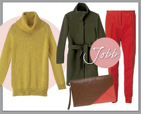 P� JOBB: Pologenser fra Filippa K (kr 1400), k�pe fra Filippa K (kr 2300), clutch fra Don Donna/Morris (kr 799), Bukse fra by Malene Birger (kr 1599). Foto: produsenten