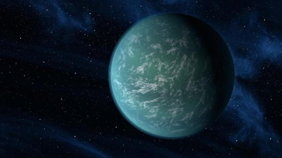�JORDEN 2.0�: Planeten Kepler 22-b, ligger omtrent 600 lys�r unna oss og er den n�rmeste planeten som er bekreftet � ligne v�r egen. Illustrasjon: NASA