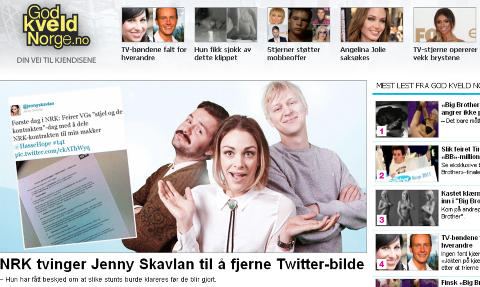 LAGDE SAK: Journalisten i God Kveld Norge trodde det var prosjektleder for �tweet4tweet� han snakket med, men det var en av programlederne, �yvind Vogt. Foto: Faksimile/God Kveld Norge