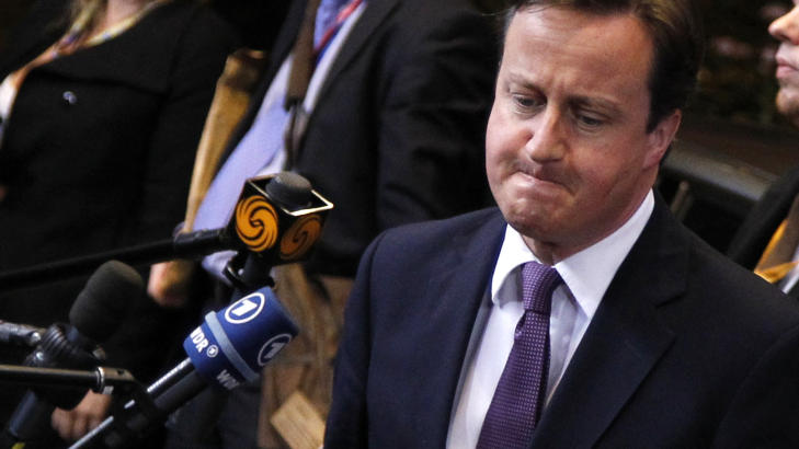  FOR KRAVSTOR:  Storbritannias statsminister David Cameron fikk ikke med seg Tyskland og Frankrike i natt. FOTO: Francois Lenoir, REUTERS/SCANPIX.