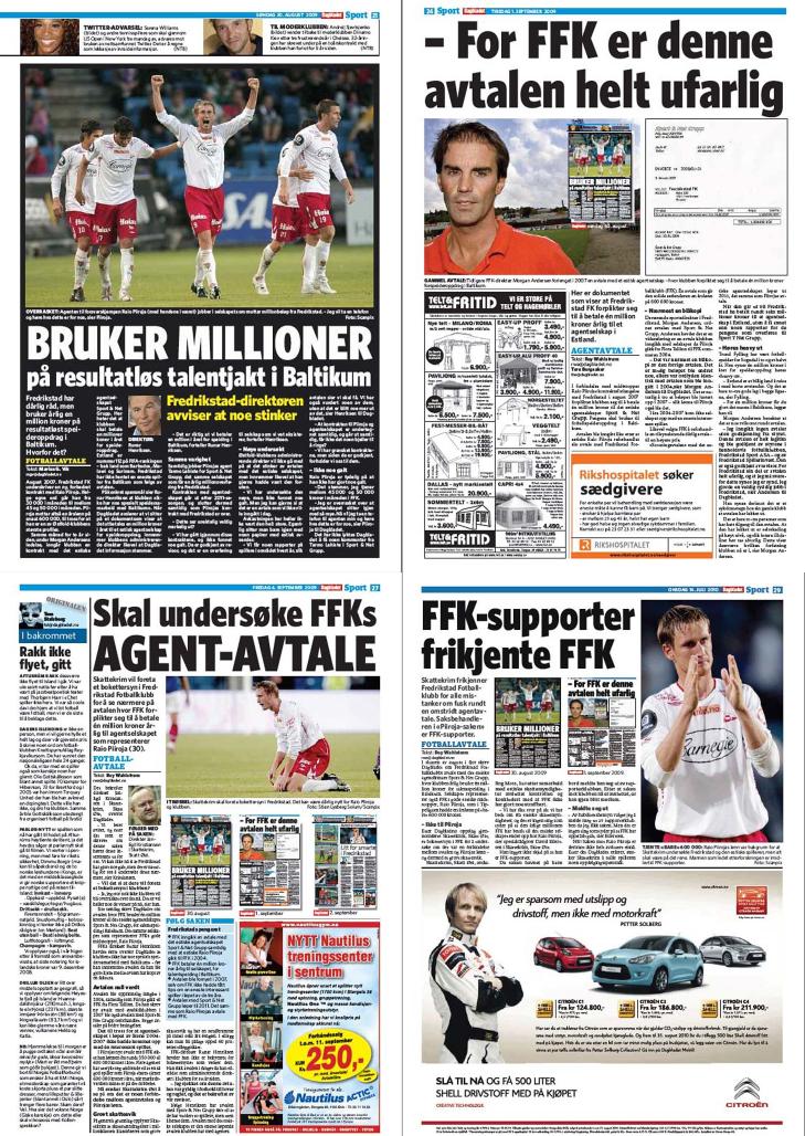 Faksimiler: Dagbladet 30. august 2009, 1. september 2009, 4. september 2009, 14. juli 2010