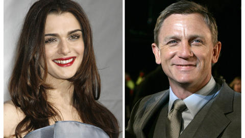 PRIVAT PAR: Det finnes knapt et offentlig kjent bilde av skuespillerparet Daniel Craig og Rachel Weisz sammen. Ikke uventet finnes det heller ingen bilder fra bryllupet, som bare hadde fire gjester. Foto:     REUTERS/Jason Redmond og Luke MacGregor/Scanpix