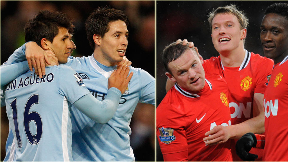 A POENG: Etter dagens Premier League-runde er Manchester City og Manchester United a poeng.  Foto: Scanpix