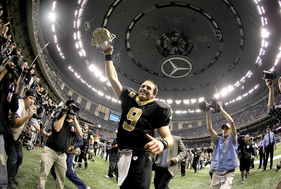 SUPER BOWL-STANDARD: Drew Brees og New Orleans Saints har de siste ukene framst�tt som et lag som kan utfordre storfavoritt Green Bay Packers (og San Fransisco 49ers) om muligheten til � representere NFC i Super Bowl.
Foto: SCANPIX/REUTERS/Sean Gardner