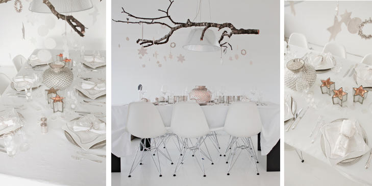 HVITE DR�MMER: Tonje Kyte har dekket nytt�rsbordet sitt i hvitt og s�lv - et bord det str�ler av. FOTO: Tonje Kyte/foreverlovecom.blogspot.com