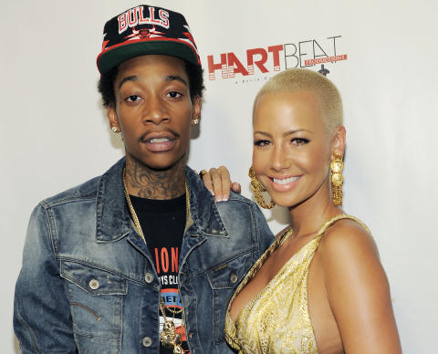 OGS� SAKS�KT: Rapperen Wiz Khalifa. Her sammen med kj�resten Amber Rose. Foto: Scanpix