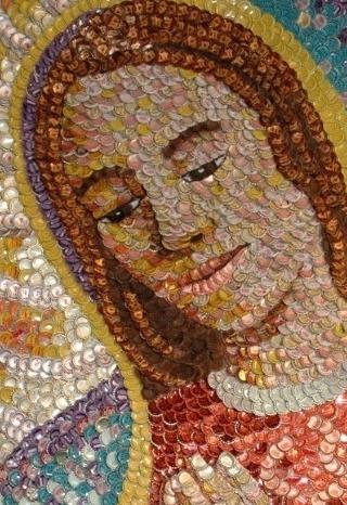 KORKA KUNST: Dette bildet, �Lady of Amarillo�, er laget av lag p� lag med korker. Foto: Black Sheep/Molly Right/Stella Pictures
