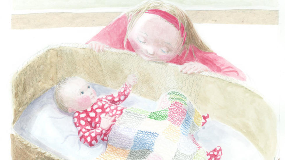 NY BABY: Thale f�r en ny kusine. Illustrasjon fra boka