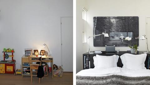 F�R OG ETTER: Det halvinnredede rommet ble forvandlet til en krysning mellom hjemmekontor og gjestesoverom. Foto: Sveinung Br�then