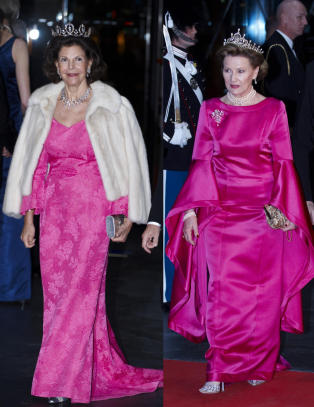 Dronning Sonja og Silvia str�lte i rosa