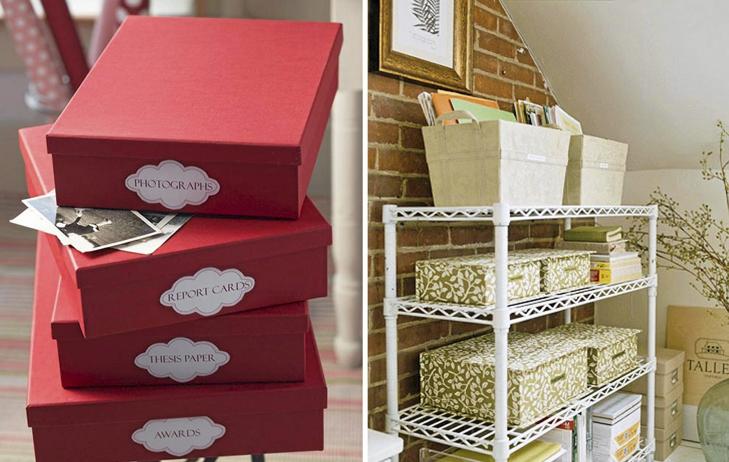 PERSONLIGE ESKER: Dekorer og pynt opp enkle esker fra Ikea for � f� et helt eget og personlig system. FOTO: Country Home og Better Homes and Gardens