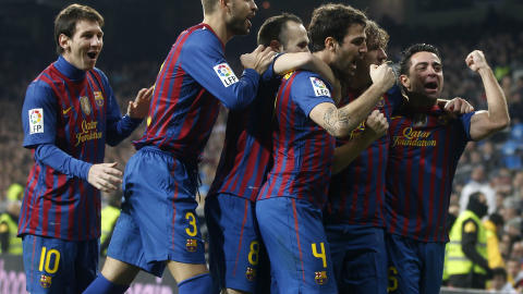 GODT UTGANGSPUNKT: Barcelona vant 2-1 p� bortebane og har et godt utgangspunkt f�r returoppgj�ret om ei uke. Foto: REUTERS/Sergio Perez