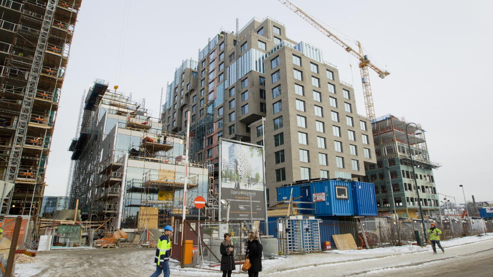 OSLO  20120116.
De tre husene i Bj�rvika  som DNB Liv skal kj�pe.
Foto: Berit Roald / Scanpix