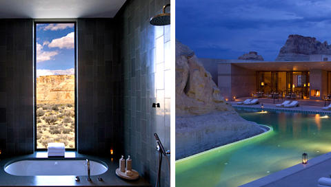 UTSIKT: Det er utsikten som fortroller n�r man tar en dusj p� hotellet Amangiri i Utah, USA. FOTO: Hotellet